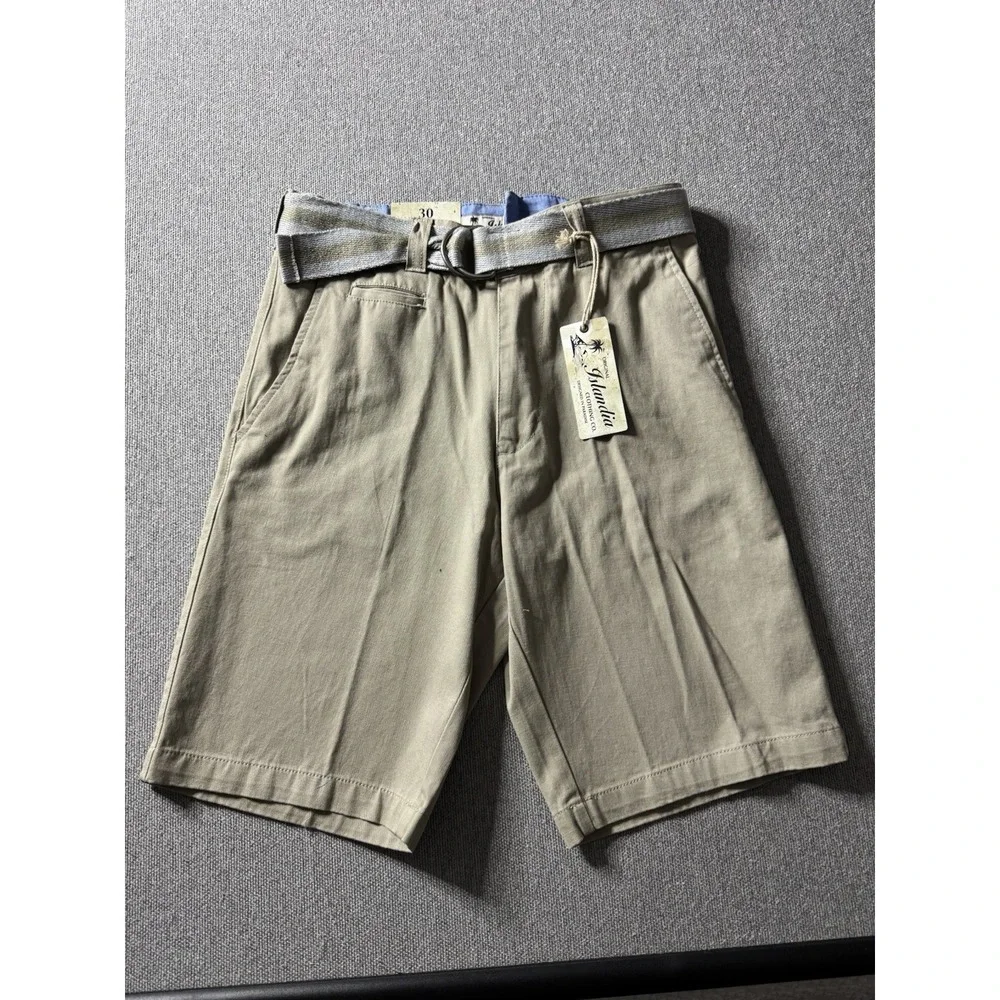 Original Islandia Sport Men's Khaki Belted Chino Shorts 30 Cotton, Preppy, USA